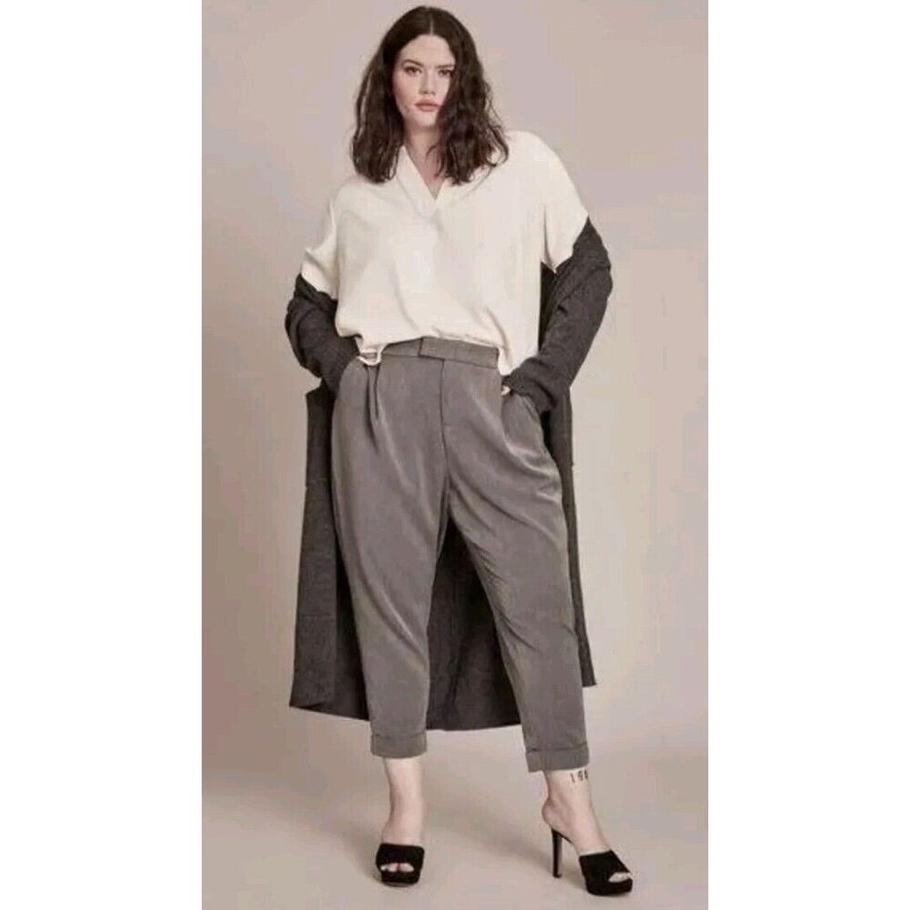 11 Honore Destiny High Waisted Tapered Trouser Sz 16 Dress Pants Grey NWT
